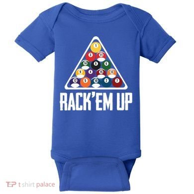 Funny Pool Player Billiard 8ball RackEm Up Gift Baby Bodysuit