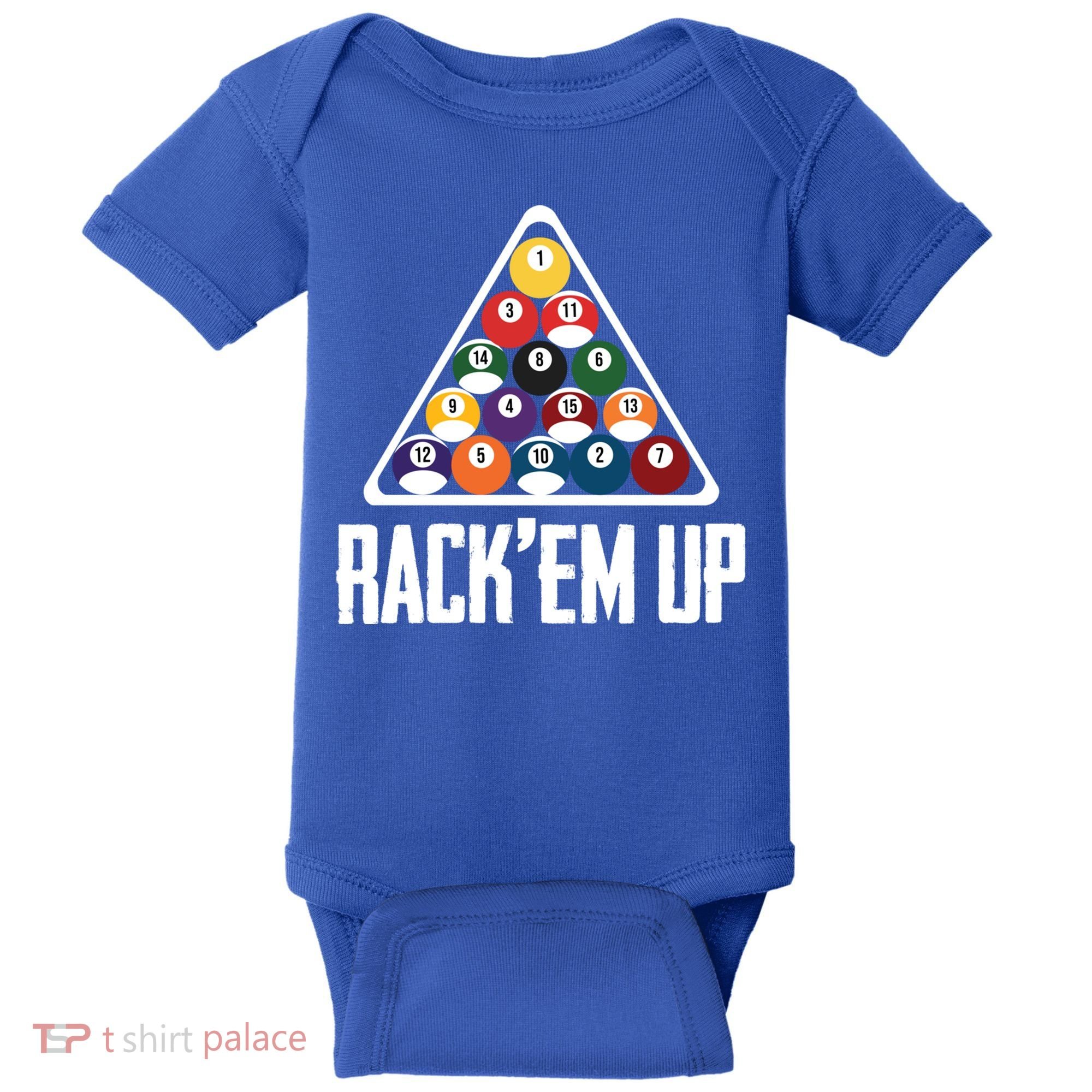 Funny Pool Player Billiard 8ball RackEm Up Gift Baby Bodysuit