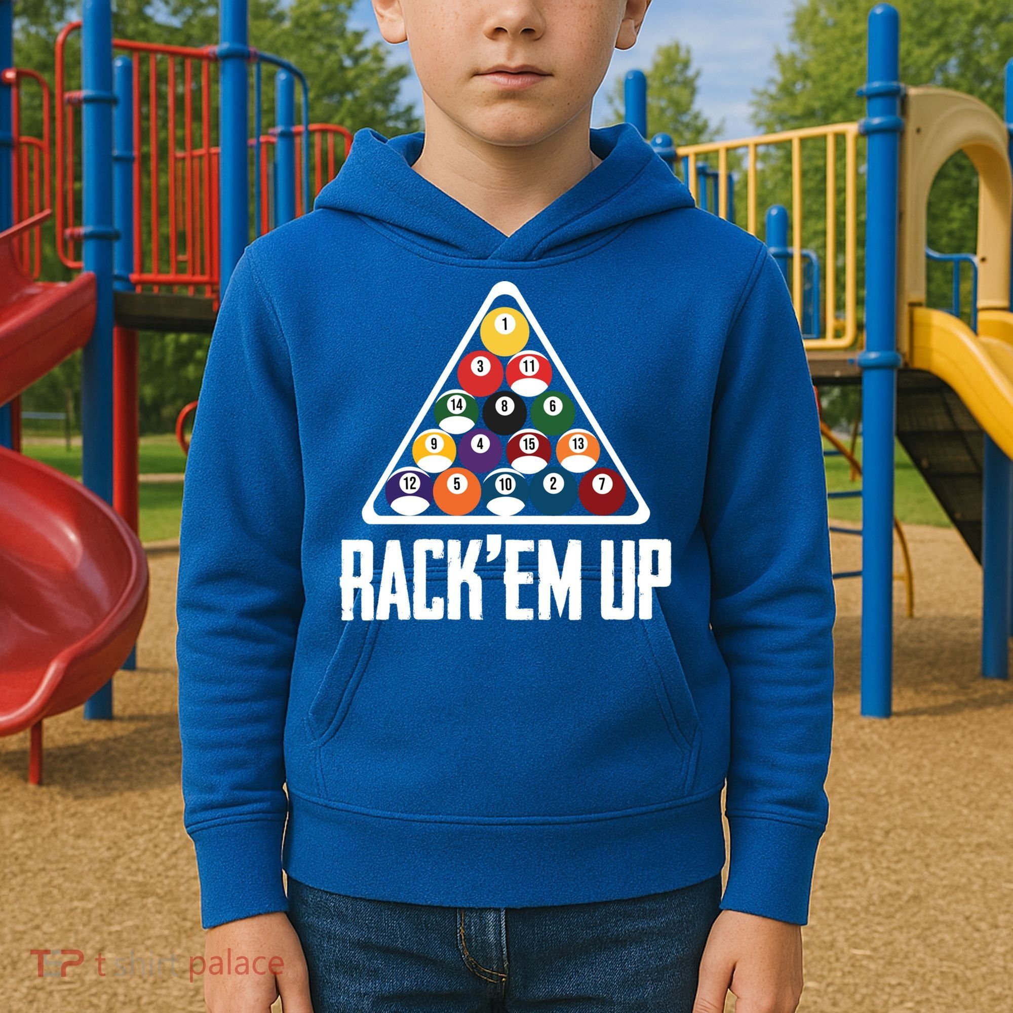 Funny Pool Player Billiard 8ball RackEm Up Gift Kids Hoodie