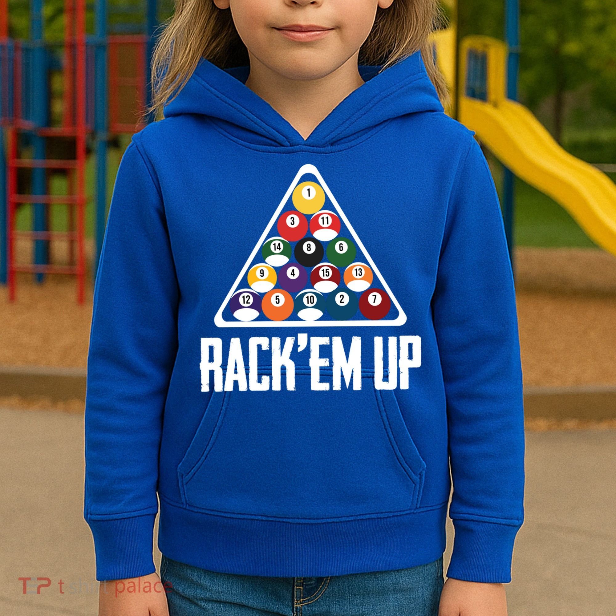 Funny Pool Player Billiard 8ball RackEm Up Gift Kids Hoodie