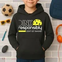 Funny Pickleball Player Dink Responsibly Don't Get Smashed Kids Hoodie thumb 2