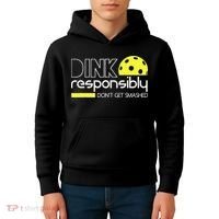 Funny Pickleball Player Dink Responsibly Don't Get Smashed Kids Hoodie thumb 4