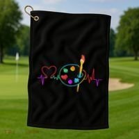Funny Paint Palette Brush Artist Painter Gift Golf Towel thumb 1