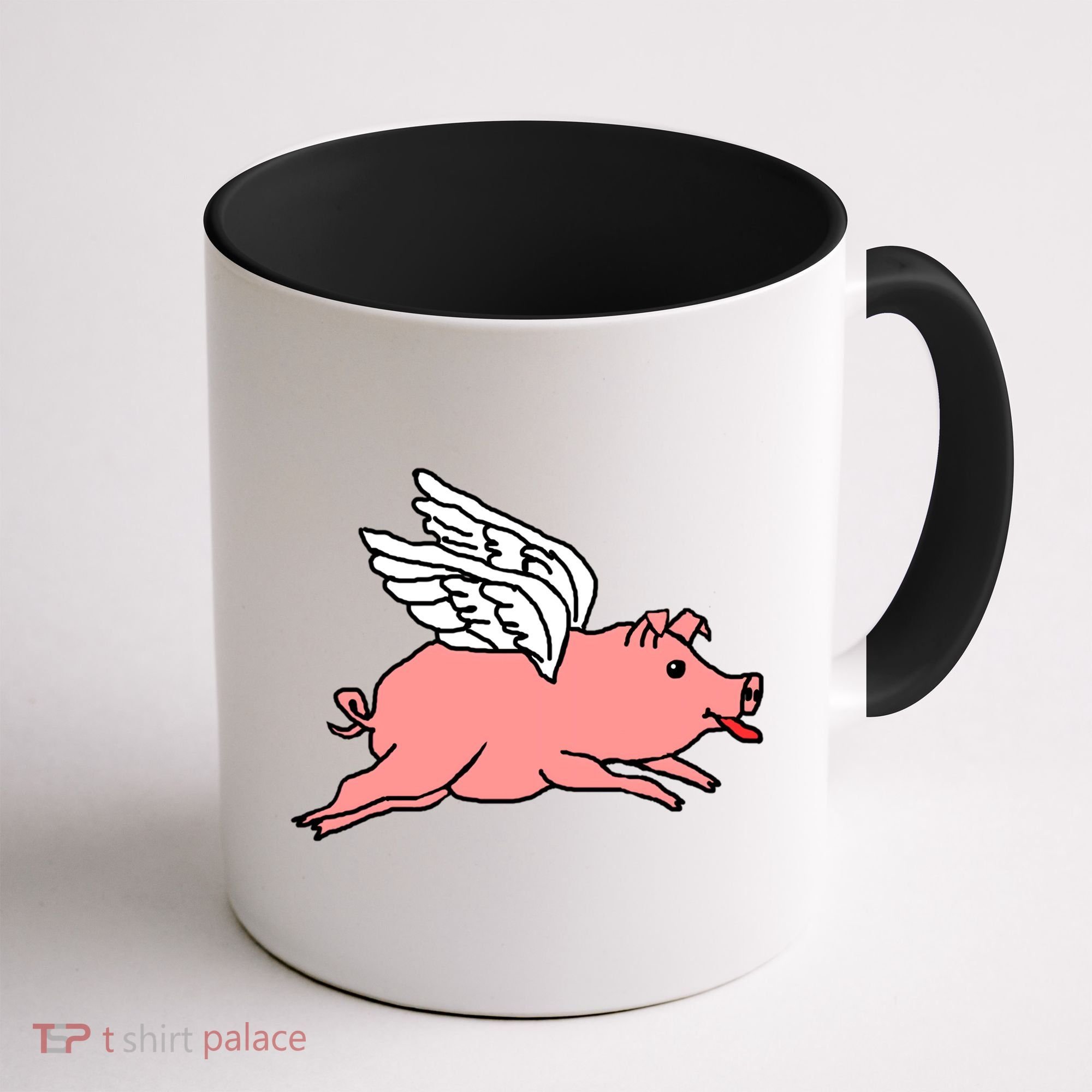 Flying Pig Poking Tongue Out Funny Gift Coffee Mug