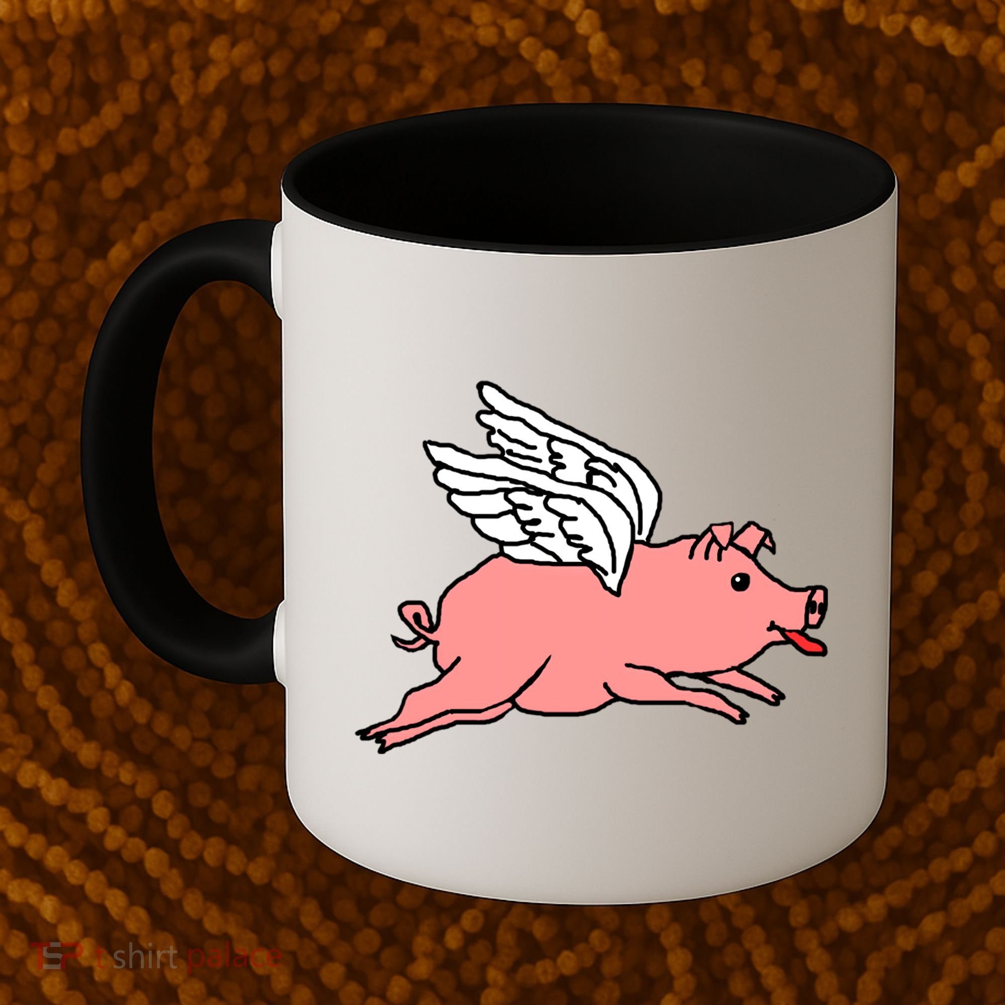 Flying Pig Poking Tongue Out Funny Gift Coffee Mug