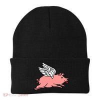 Flying Pig Poking Tongue Out Funny Gift Beanie thumb 0