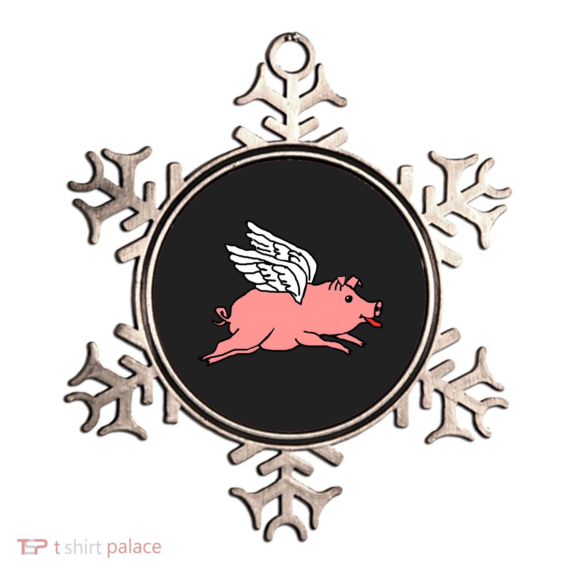 Flying Pig Poking Tongue Out Funny Gift Ornament