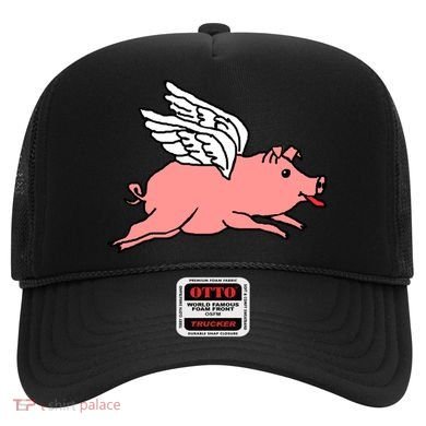 Flying Pig Poking Tongue Out Funny Gift Hat