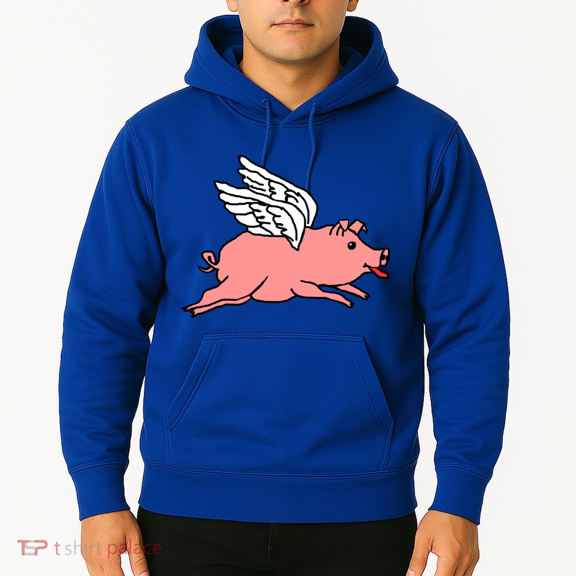 Flying Pig Poking Tongue Out Funny Gift Hoodie
