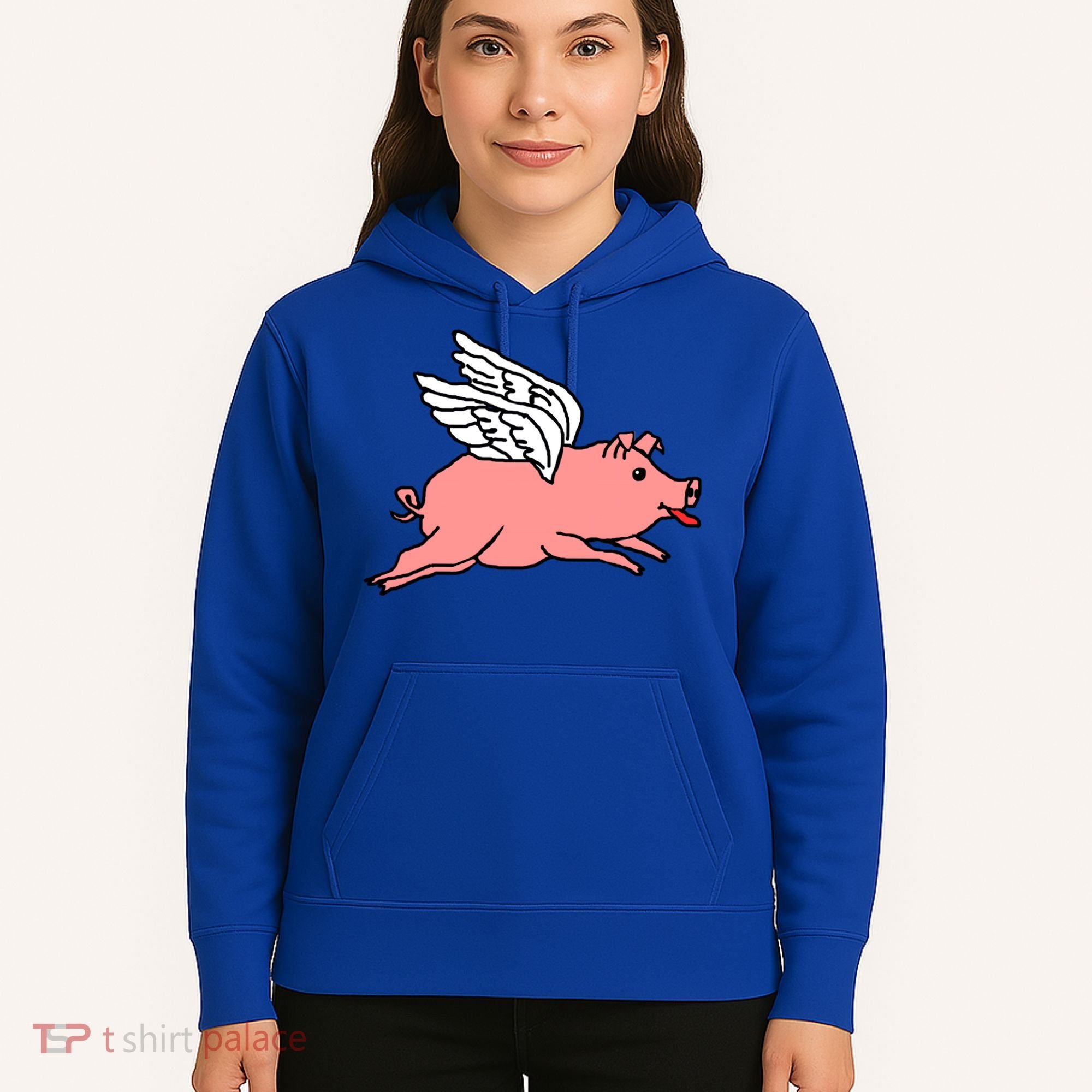 Flying Pig Poking Tongue Out Funny Gift Hoodie