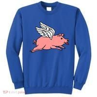 Flying Pig Poking Tongue Out Funny Gift Sweatshirt thumb 0
