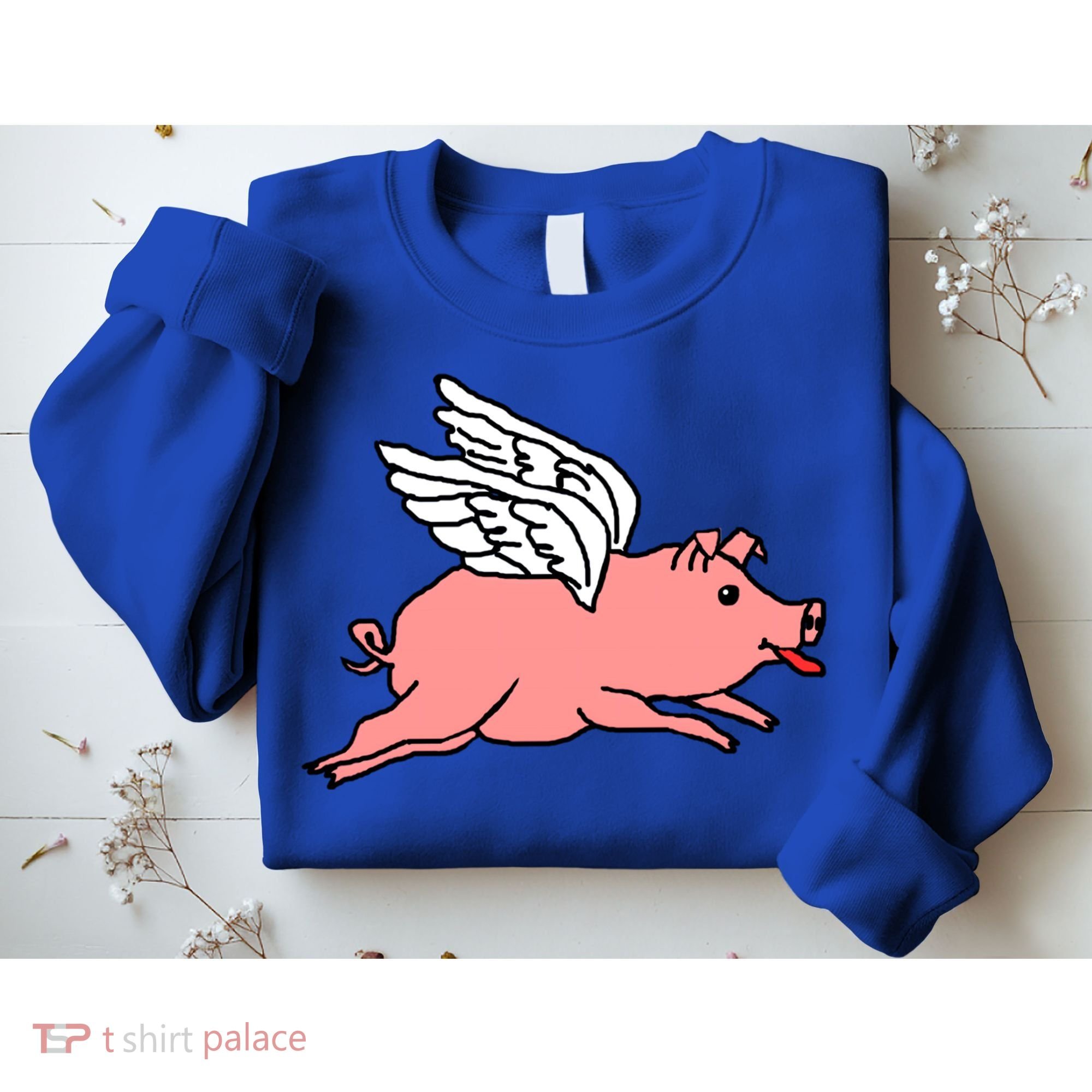 Flying Pig Poking Tongue Out Funny Gift Sweatshirt