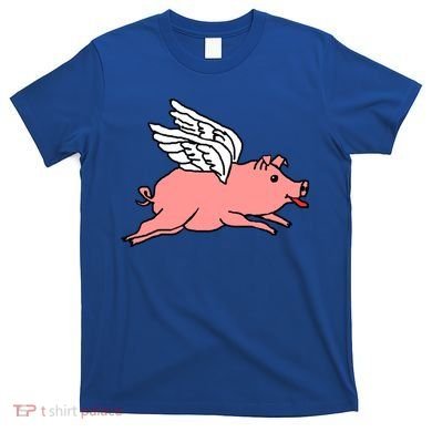 Flying Pig Poking Tongue Out Funny Gift T-Shirt