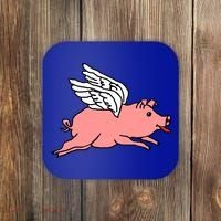 Flying Pig Poking Tongue Out Funny Gift Coaster thumb 0
