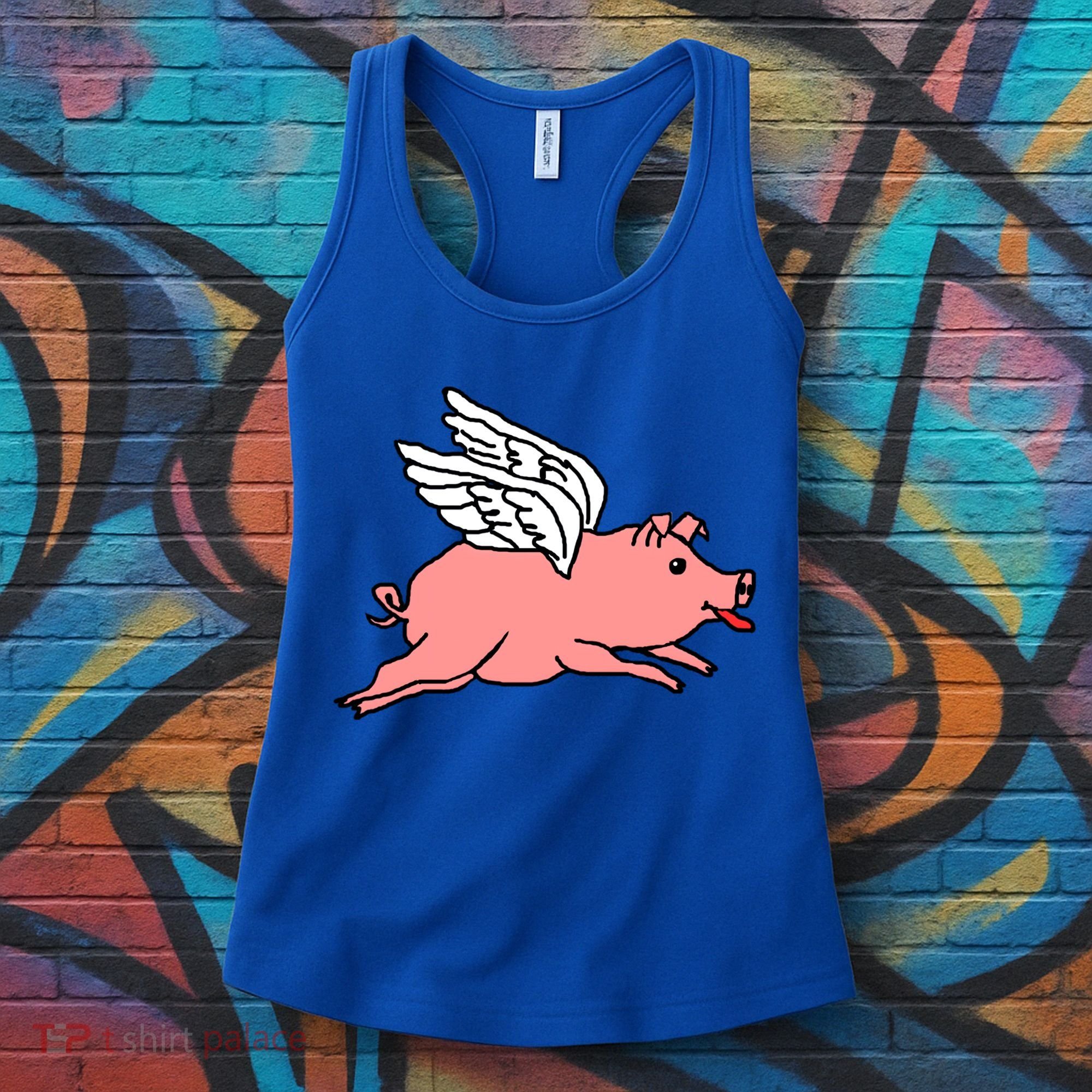 Flying Pig Poking Tongue Out Funny Gift Women's Tank Top