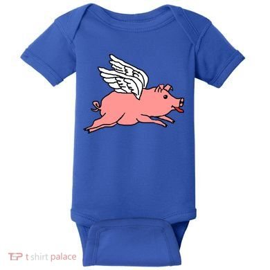 Flying Pig Poking Tongue Out Funny Gift Baby Bodysuit