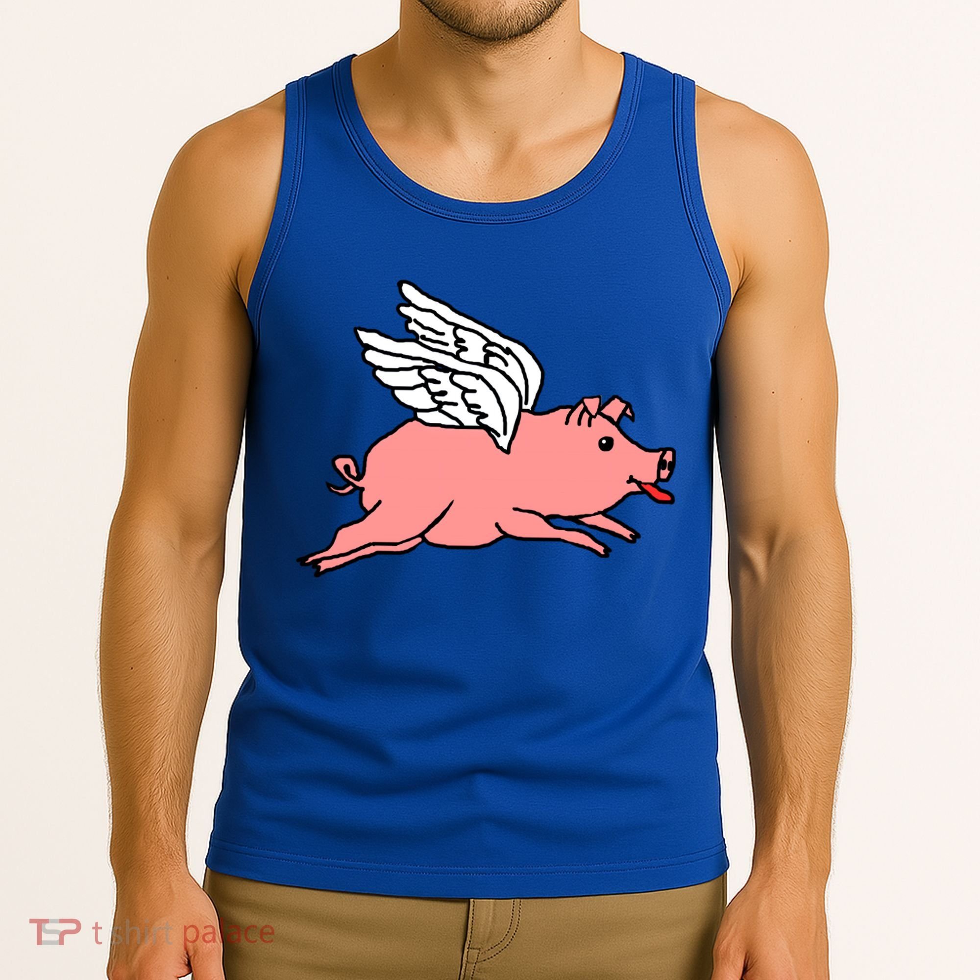 Flying Pig Poking Tongue Out Funny Gift Tank Top