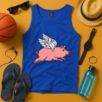 Flying Pig Poking Tongue Out Funny Gift Tank Top thumb 4