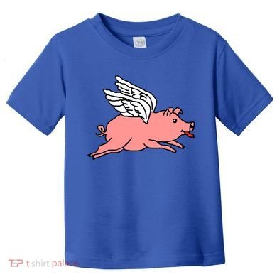 Flying Pig Poking Tongue Out Funny Gift Toddler T-Shirt