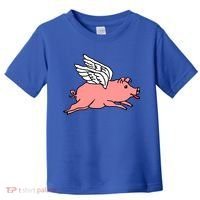 Flying Pig Poking Tongue Out Funny Gift Toddler T-Shirt thumb 0
