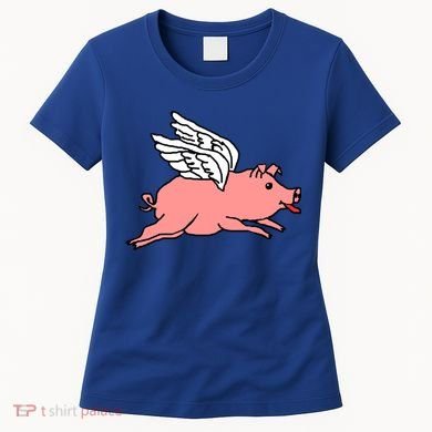 Flying Pig Poking Tongue Out Funny Gift Women's T-Shirt