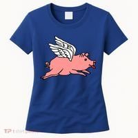 Flying Pig Poking Tongue Out Funny Gift Women's T-Shirt thumb 0