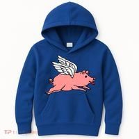 Flying Pig Poking Tongue Out Funny Gift Kids Hoodie thumb 0