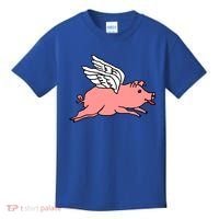 Flying Pig Poking Tongue Out Funny Gift Kids T-Shirt thumb 0