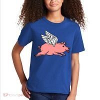 Flying Pig Poking Tongue Out Funny Gift Kids T-Shirt thumb 2