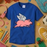 Flying Pig Poking Tongue Out Funny Gift Kids T-Shirt thumb 3