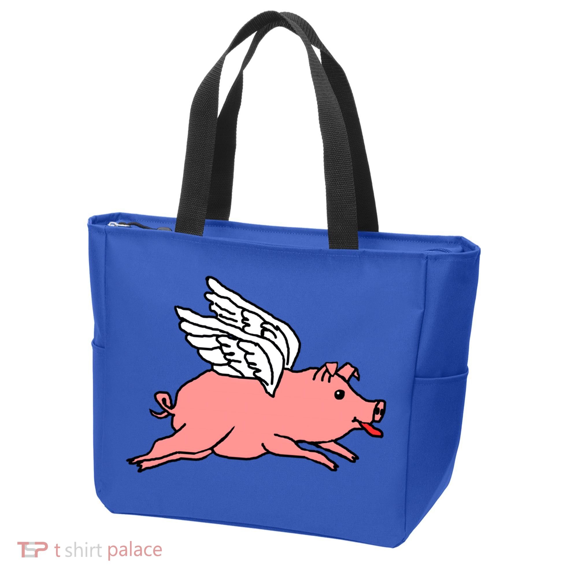 Flying Pig Poking Tongue Out Funny Gift Tote Bag