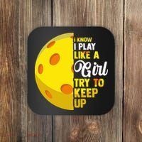 Funny Pickleball Player Girl Pickleball Gift Coaster thumb 0