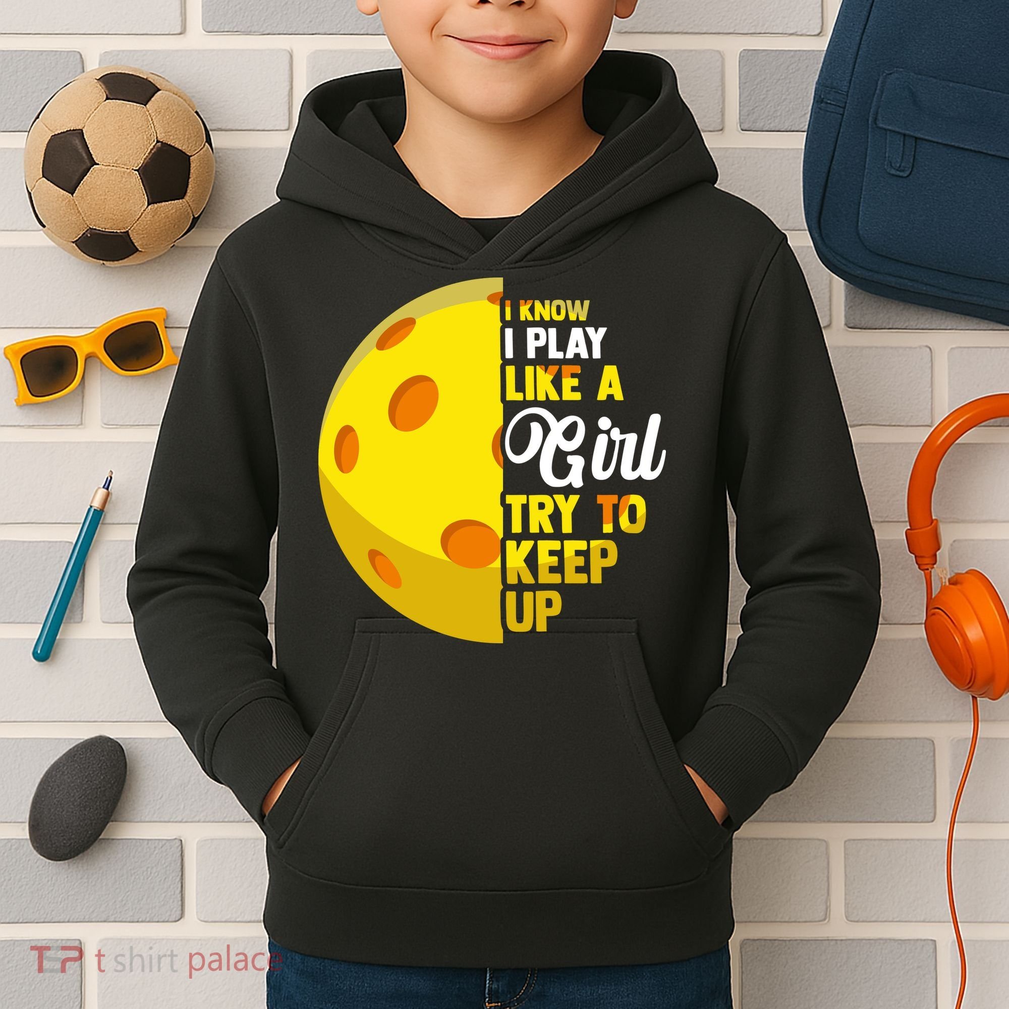 Funny Pickleball Player Girl Pickleball Gift Kids Hoodie
