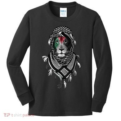 Free Palestine Palestinian Lion Kids Long Sleeve Shirt