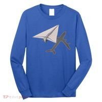 Funny Pilot Paper Airplane Funny Gift For Cofunny Giftpilots Boys Party Gift Long Sleeve Shirt thumb 0