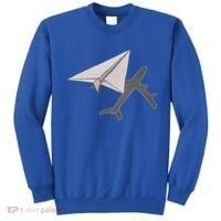 Funny Pilot Paper Airplane Funny Gift For Cofunny Giftpilots Boys Party Gift Sweatshirt thumb 0