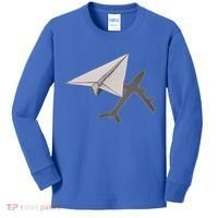 Funny Pilot Paper Airplane Funny Gift For Cofunny Giftpilots Boys Party Gift Kids Long Sleeve Shirt thumb 0