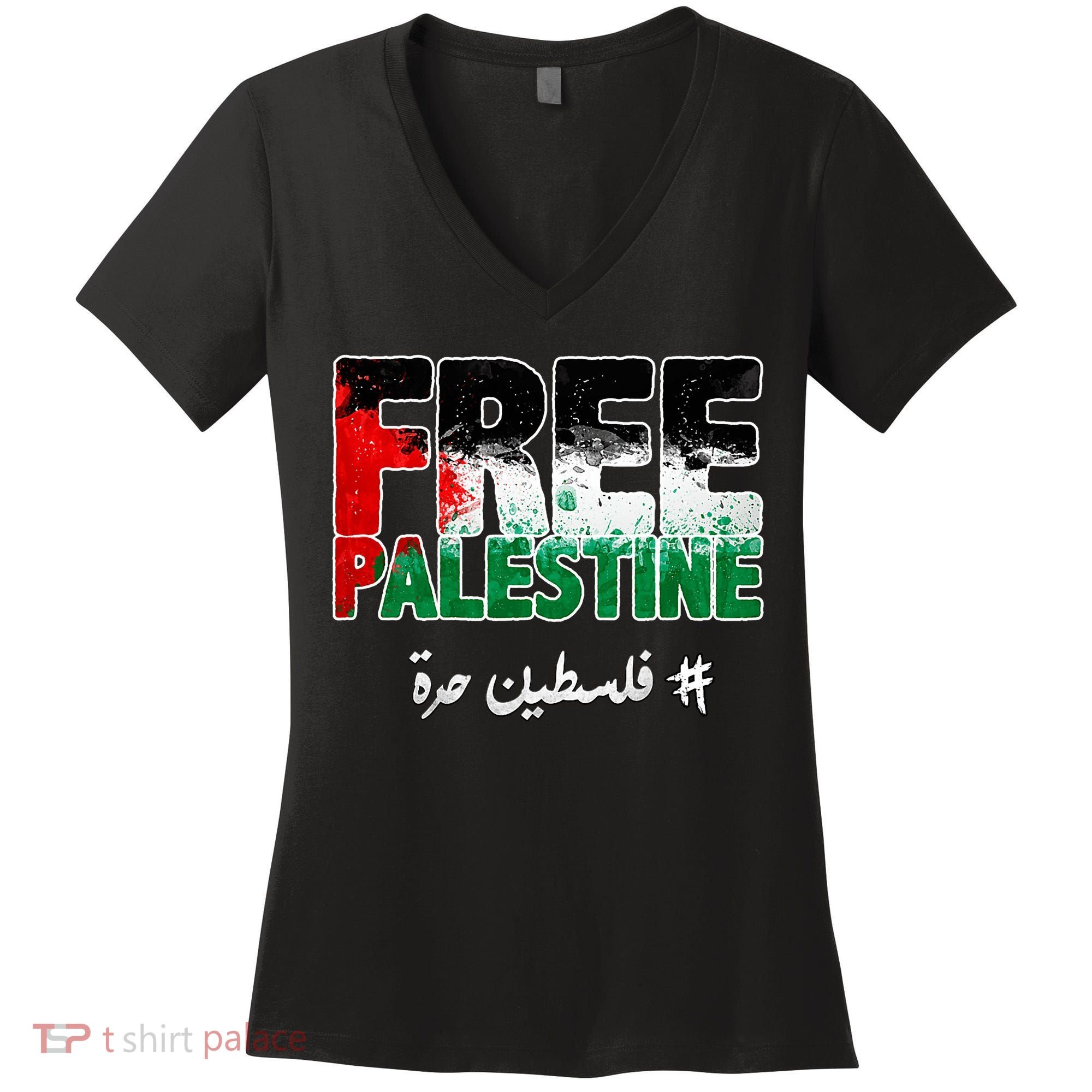 Free Palestine Palestine Strong Women's V-Neck T-Shirt