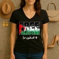 Free Palestine Palestine Strong Women's V-Neck T-Shirt thumb 3