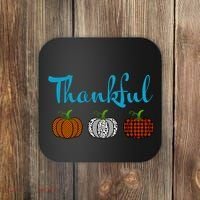 Fall Plaid Pumpkin Thankful Women, Thanksgiving Be Blessed Coaster thumb 0