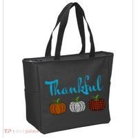 Fall Plaid Pumpkin Thankful Women, Thanksgiving Be Blessed Tote Bag thumb 2