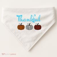 Fall Plaid Pumpkin Thankful Women, Thanksgiving Be Blessed USA-Made Doggie Bandana thumb 0