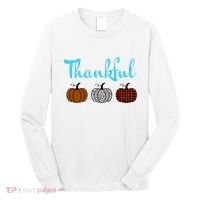 Fall Plaid Pumpkin Thankful Women, Thanksgiving Be Blessed Long Sleeve Shirt thumb 0