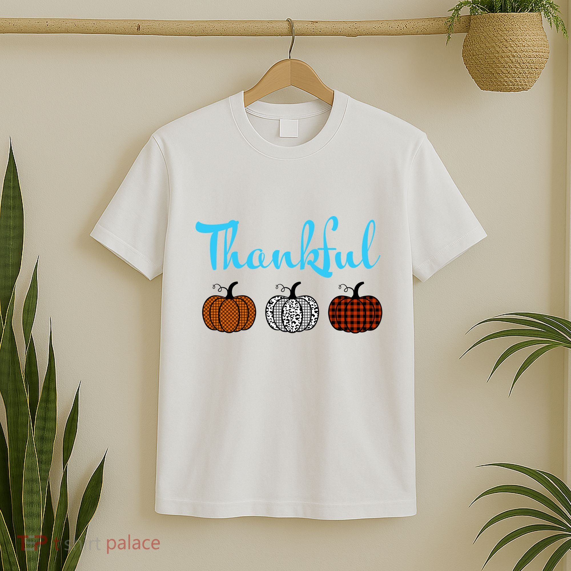 Fall Plaid Pumpkin Thankful Women, Thanksgiving Be Blessed T-Shirt