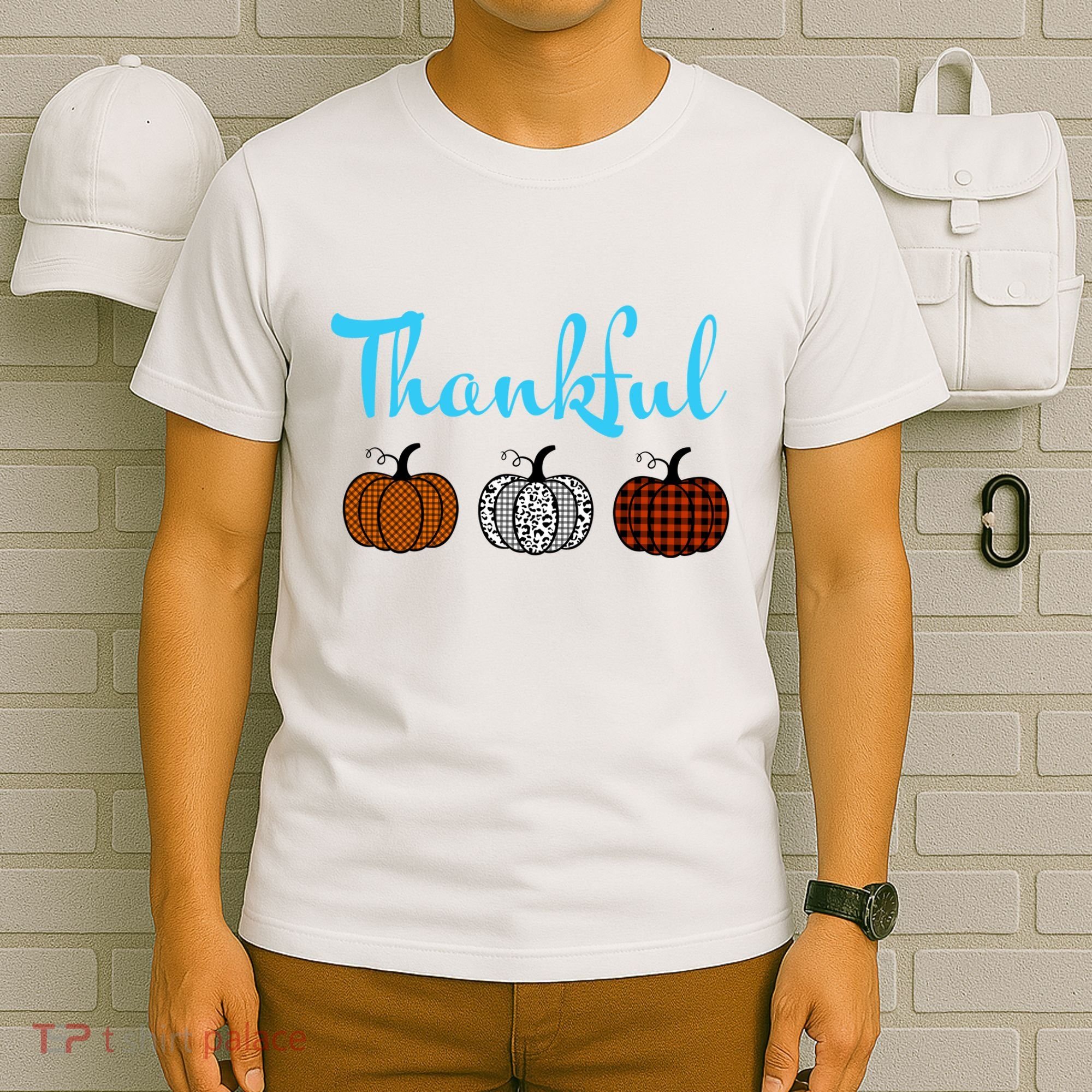 Fall Plaid Pumpkin Thankful Women, Thanksgiving Be Blessed T-Shirt