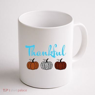 Fall Plaid Pumpkin Thankful Women, Thanksgiving Be Blessed Coffee Mug back