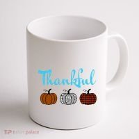 Fall Plaid Pumpkin Thankful Women, Thanksgiving Be Blessed Coffee Mug thumb 1