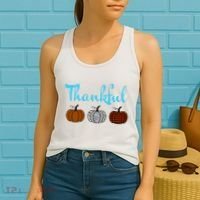 Fall Plaid Pumpkin Thankful Women, Thanksgiving Be Blessed Women's Tank Top thumb 2