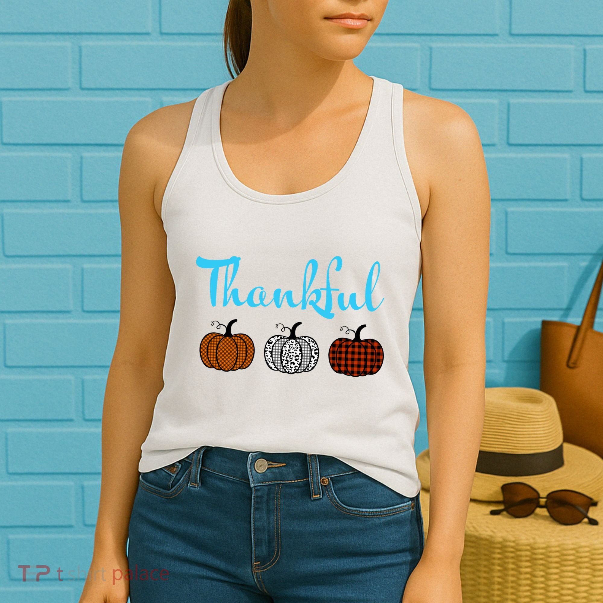 Fall Plaid Pumpkin Thankful Women, Thanksgiving Be Blessed Women's Tank Top