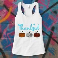 Fall Plaid Pumpkin Thankful Women, Thanksgiving Be Blessed Women's Tank Top thumb 3